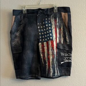 Patriotic American Flag Men's Shorts, 5XL